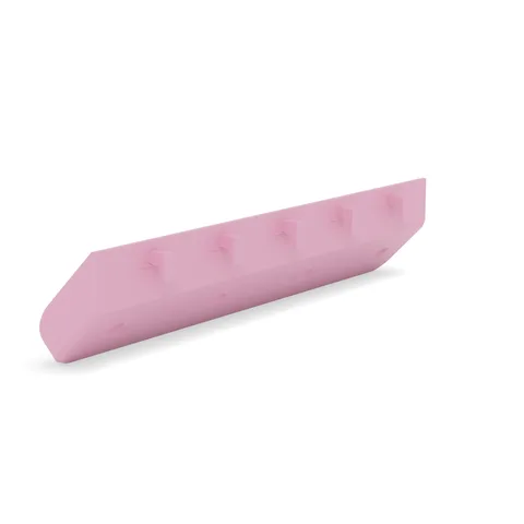 One pink CantiLover Spinner Insert Rail from behind, showing its five pegboard hooks, render