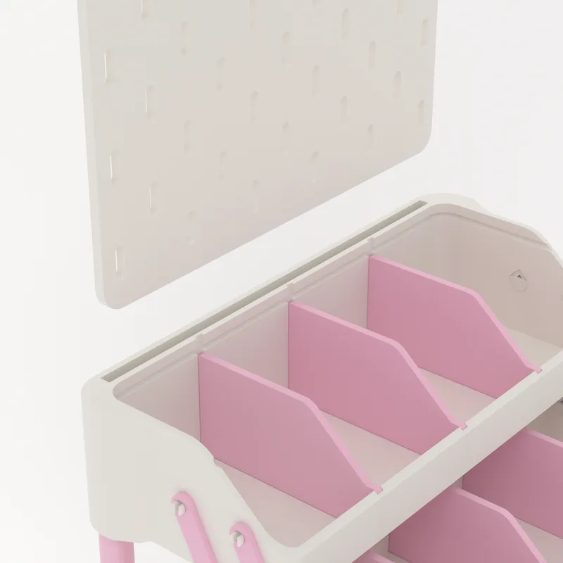 Step 10: Stand a pegboard in the Top tray, render