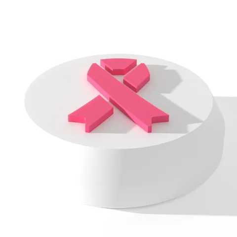 Round Boxy pink ribbon cap, up close, render