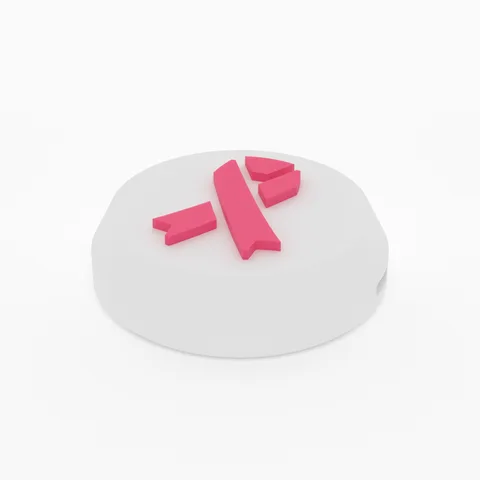 Round Boxy pink ribbon cap, 3D render