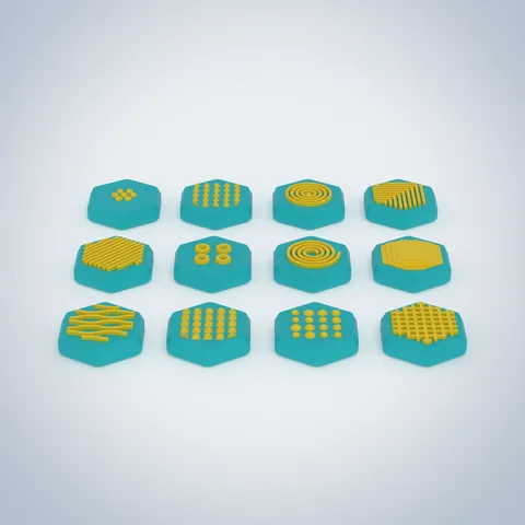 Sensory texture cap set, the set, render