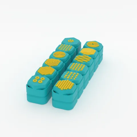 Sensory texture cap set, 3D render