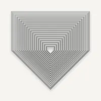 A large light gray home plate fidget toy with a nested design of progressively smaller squares and a triangular point, viewed from a slightly elevated angle.