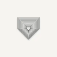 A single light gray home plate fidget toy with a nested design of progressively smaller squares and a triangular point.