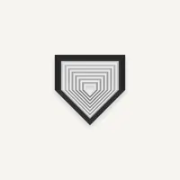A medium-sized home plate fidget toy with a black border and a nested design of progressively smaller squares and a triangular point in light gray.