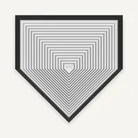 A large home plate fidget toy with a black border and a nested design of progressively smaller squares and a triangular point in light gray.