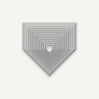 A large light gray home plate fidget toy with a nested design of progressively smaller squares and a triangular point.