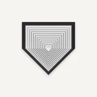 A large home plate fidget toy with a black border and a nested design of progressively smaller squares and a triangular point.