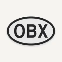 Oval OBX Bogg Bag charm, black lettering and border on light gray