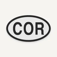 Oval COR Bogg Bag charm, black lettering on light gray