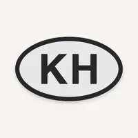 Oval Kitty Hawk KH Bogg Bag charm, black lettering on light gray